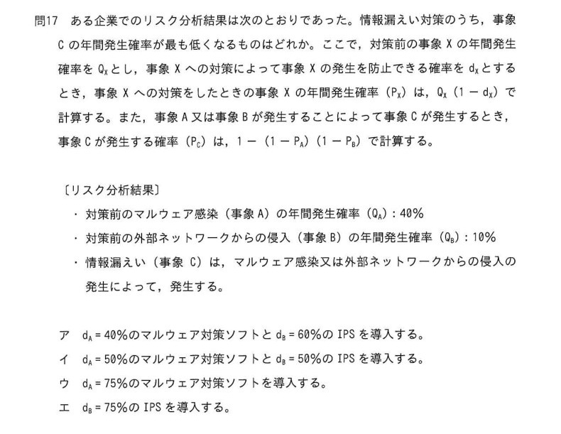 令和7年度 春期 システムアーキテクト試験 午前Ⅱ 問17